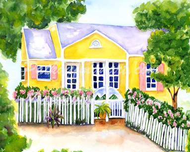 cottages and beach living paintings Cece Cottage