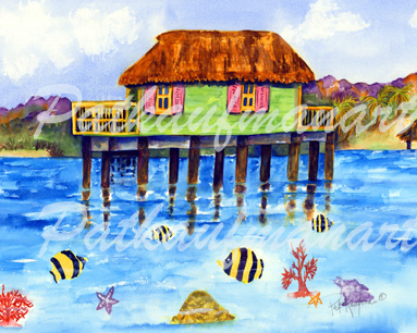 cottages and beach living paintings Island Home