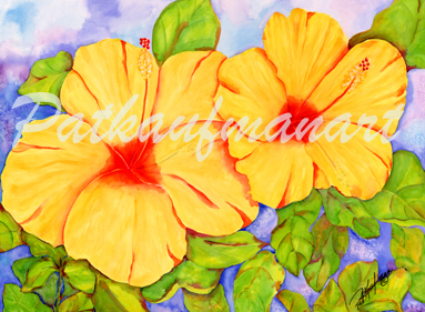 tropical gardens and flora paintings Golden Lite
