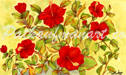 tropical gardens and flora paintings Hibiscus Dance