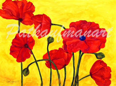 tropical gardens and flora paintings Poppy I