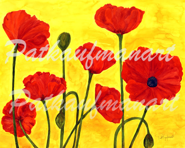 tropical gardens and flora paintings Poppy II
