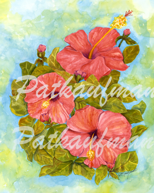 tropical gardens and flora paintings Pretty In Pink