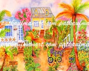 cottages and beach living paintings Sea Cottage V     web