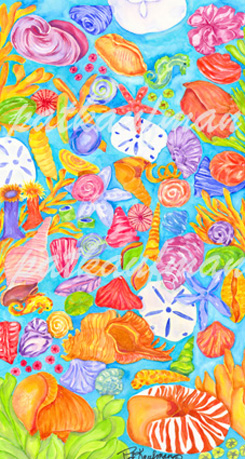 cottages and beach living paintings Shelling Memory
