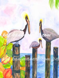 tropical art paintings originals Flock Together