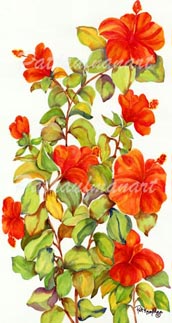 tropical art paintings originals Hybiscus Sunrise