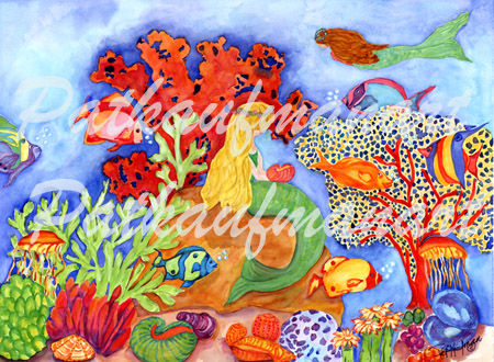 tropical wild life paintings Mermaid II