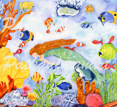 tropical wild life paintings Mermaid of the Sea I