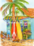 Beach art falling coconuts
